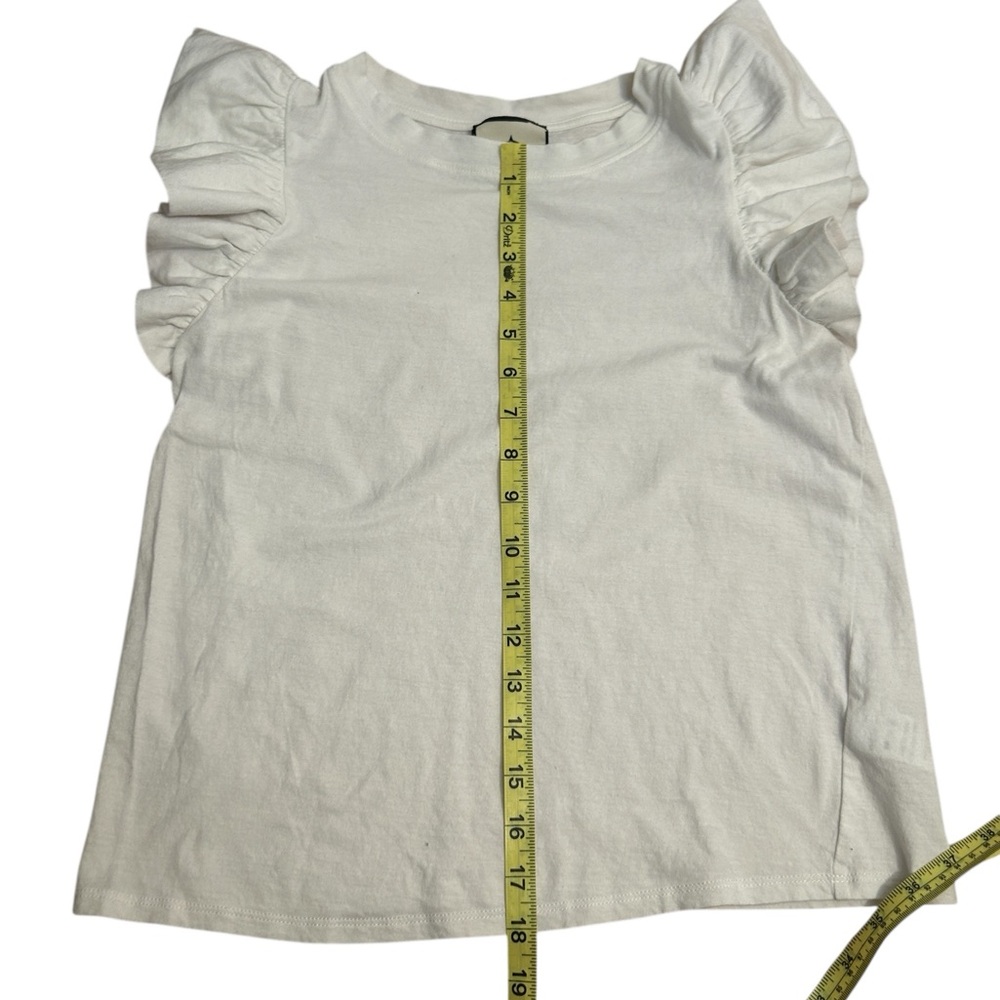 Tuckernuck White Kaia Flutter Sleeve Blouse 100% cotton natural fiber, Small - Picture 8 of 8